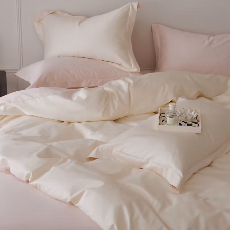 High-grade 100S long staple cotton satin bed sheet four-piece set cotton cotton girl heart quilt cover bedding