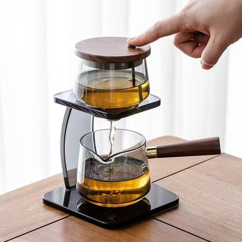 Lazy Automatic Tea Set Glass Teapot Kung Fu Tea Cup Household Light Luxury High-End Set